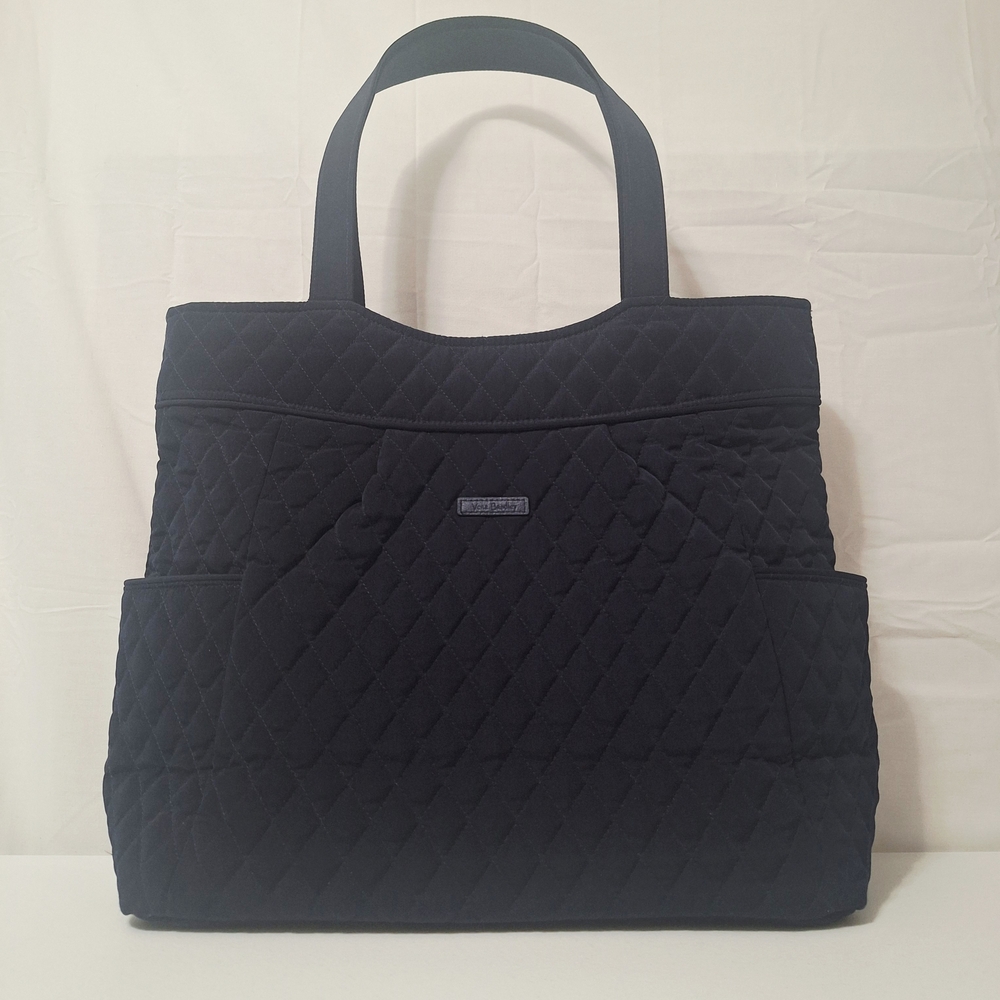 Vera Bradley Midnight Blue Pleated Classic Navy Quilted Tote Bag